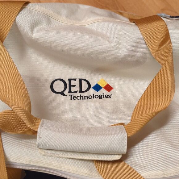 LL Bean Mountain Classic Cordura Duffle Bag Beige Blue Suitcase Travel Medium - Picture 4 of 9